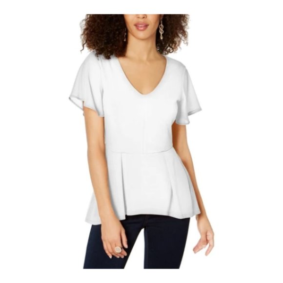 Thalia Sodi Womens Knit Flutter Sleeves Peplum Top - Picture 2 of 3